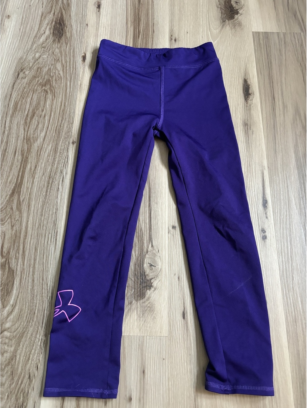 Under Armour Purple Athletic Leggings with Pink Logo size 5T